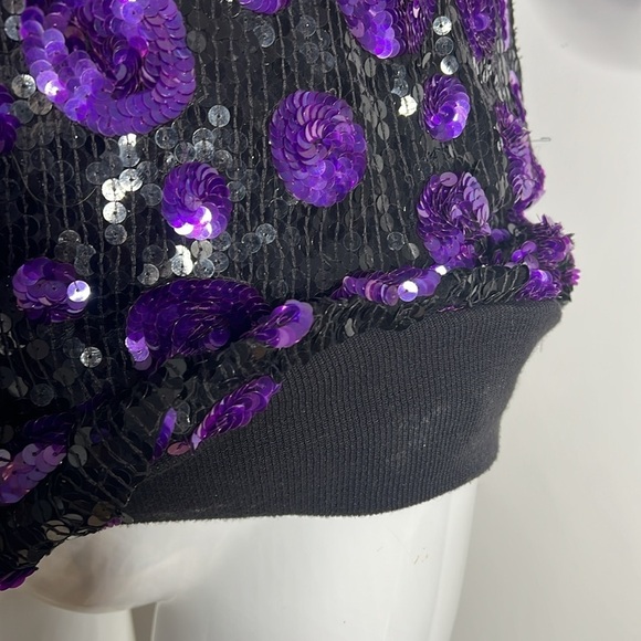 Amen Wardy Sz M Black Purple Flat Beads Sweatshirt Sweater - Picture 4 of 9